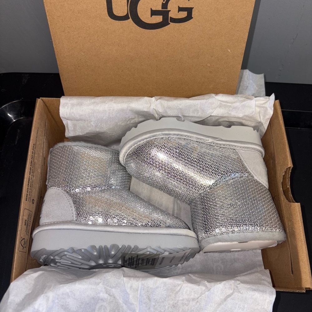 UGG Toddler Sparkling Silver Boots